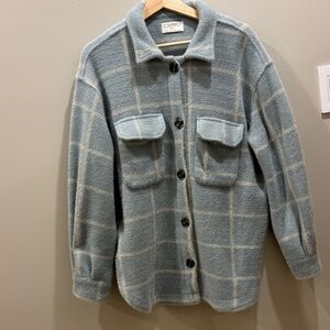 Z Supply Blue Checkered Button-Up Jacket